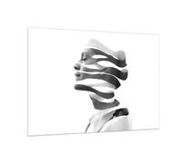 Impression sur Verre 100x70cm Tableaux Image Photo Femme Surréalisme Monochrome