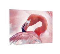 Impression sur Verre 100x70cm Tableaux Image Photo Flamant Rose Oiseau Portrait