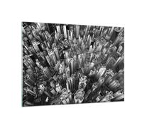 Impression sur Verre 100x70cm Tableaux Image Photo Gratte Ciels Avec Montagnes