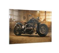 Impression sur Verre 100x70cm Tableaux Image Photo Harley-Davidson Moto Moteur