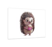 Impression sur Verre 100x70cm Tableaux Image Photo Hérisson Cupcake Pour Enfants