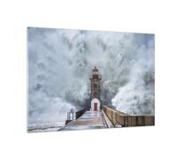 Impression sur Verre 100x70cm Tableaux Image Photo Lanterne Mer Tempête