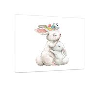 Impression sur Verre 100x70cm Tableaux Image Photo Lapin Lièvre Enfants