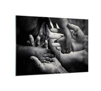 Impression sur Verre 100x70cm Tableaux Image Photo Mains Tolérance Communauté