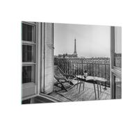 Impression sur Verre 100x70cm Tableaux Image Photo Noir Et Blanc Paris Balcon