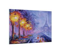 Impression sur Verre 100x70cm Tableaux Image Photo Paris Lanternes Eiffel