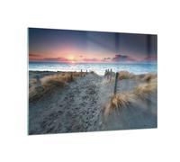 Impression sur Verre 100x70cm Tableaux Image Photo Plage Sable Marche Decoration
