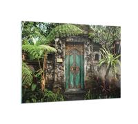 Impression sur Verre 100x70cm Tableaux Image Photo Portail Porte Vert Decoration