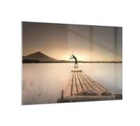 Impression sur Verre 100x70cm Tableaux Image Photo Radeau Ouest Le Soleil