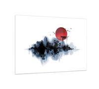 Impression sur Verre 100x70cm Tableaux Image Photo Rouge Soleil Portail