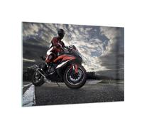 Impression sur Verre 100x70cm Tableaux Image Photo Sport course moto voyage