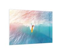 Impression sur Verre 100x70cm Tableaux Image Photo Surf Vague Lumière Decoration