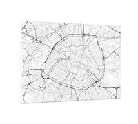Impression sur Verre 100x70cm Tableaux Image Photo Ville Carte Paris Decoration