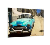 Impression sur Verre 100x70cm Tableaux Image Photo Voiture classique cuba havane