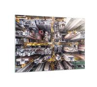 Impression sur Verre 100x70cm Tableaux Metropolis Photographie Aérienne Rue