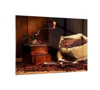 Impression sur Verre 100x70cm Tableaux Petit-déjeuner chocolat café haricots