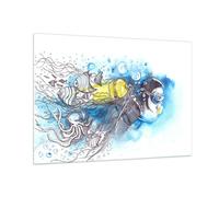 Impression sur Verre 100x70cm Tableaux Plongeur Poissons passe-temps
