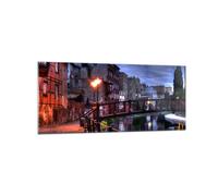 Impression sur Verre 120x50cm Tableaux Architecture Vieille ville Ville Rivière