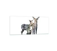 Impression sur Verre 120x50cm Tableaux Deer famille sauvagerie illustration