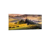 Impression sur Verre 120x50cm Tableaux Image Agriculture ferme toscane vignoble