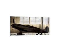 Impression sur Verre 120x50cm Tableaux Image Airplain Hangar vol historique