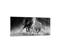 Impression sur Verre 120x50cm Tableaux Image Photo Andalouse Chevaux Galop