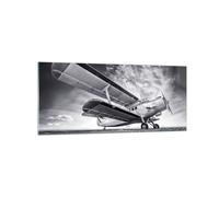 Impression sur Verre 120x50cm Tableaux Image Photo Avion An-2 Noir Et Blanc