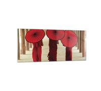 Impression sur Verre 120x50cm Tableaux Image Photo Bhoutan Parapluie Rouge