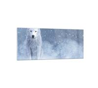 Impression sur Verre 120x50cm Tableaux Image Photo Blanc Loup Neige Decoration