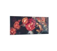 Impression sur Verre 120x50cm Tableaux Image Photo Bouquet Fleurs Roses