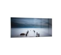 Impression sur Verre 120x50cm Tableaux Image Photo Brise Lames Brouillard Nuit