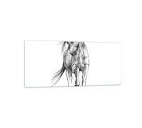 Impression sur Verre 120x50cm Tableaux Image Photo Cheval Galop Des Animaux