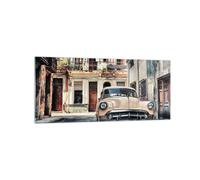 Impression sur Verre 120x50cm Tableaux Image Photo Cubain Voiture Immeubles