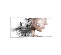 Impression sur Verre 120x50cm Tableaux Image Photo Femme Double Exposition