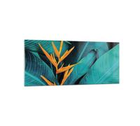 Impression sur Verre 120x50cm Tableaux Image Photo Fleurs Tropicaux Feuilles