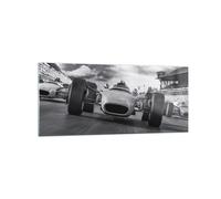 Impression sur Verre 120x50cm Tableaux Image Photo Formule 1 Noir Et Blanc