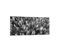 Impression sur Verre 120x50cm Tableaux Image Photo Gratte Ciels Avec Montagnes