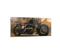 Impression sur Verre 120x50cm Tableaux Image Photo Harley-Davidson Moto Moteur