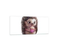 Impression sur Verre 120x50cm Tableaux Image Photo Hérisson Cupcake Pour Enfants