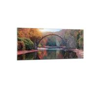 Impression sur Verre 120x50cm Tableaux Image Photo Jardin Rhododendrons Pont