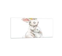 Impression sur Verre 120x50cm Tableaux Image Photo Lapin Lièvre Enfants