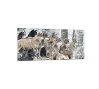 Impression sur Verre 120x50cm Tableaux Image Photo Meute Loups Hiver Decoration