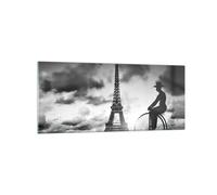 Impression sur Verre 120x50cm Tableaux Image Photo Paris Gentleman Vélo