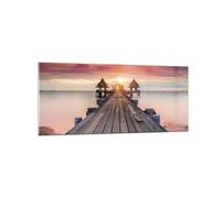 Impression sur Verre 120x50cm Tableaux Image Photo Pont Bois Marche Decoration