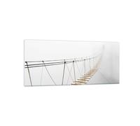 Impression sur Verre 120x50cm Tableaux Image Photo Pont Suspendu Brouillard