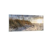 Impression sur Verre 120x50cm Tableaux Image Photo Sable Herbe Mer Decoration