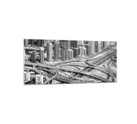 Impression sur Verre 120x50cm Tableaux Image Photo Ville Gratte-ciel Autoroute
