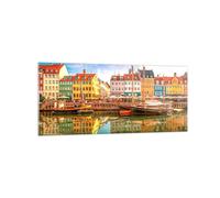 Impression sur Verre 120x50cm Tableaux Image Voiliers Eau Architecture Port