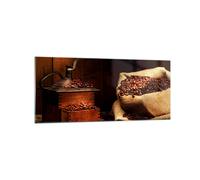 Impression sur Verre 120x50cm Tableaux Petit-déjeuner chocolat café haricots