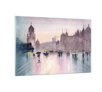 Impression sur Verre 120x80cm Tableaux Aquarelle Ville Monuments Historiques